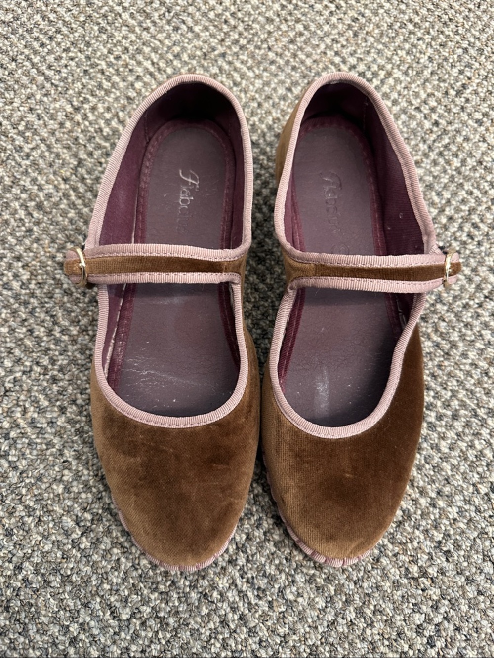 Flabelus Balthasar Brown Velvet Mary Jane Shoes with Strap | Size 38